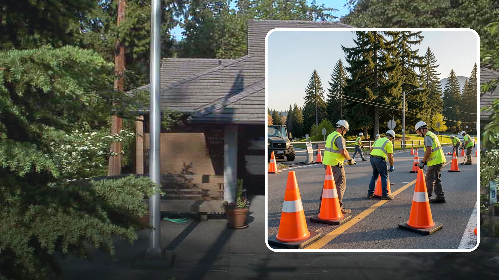 Traffic Cone Deployment in Yarrow Point, King County, WA - Traffic cone and channelizer deployment establishes quick, compliant delineation for short-duration work.