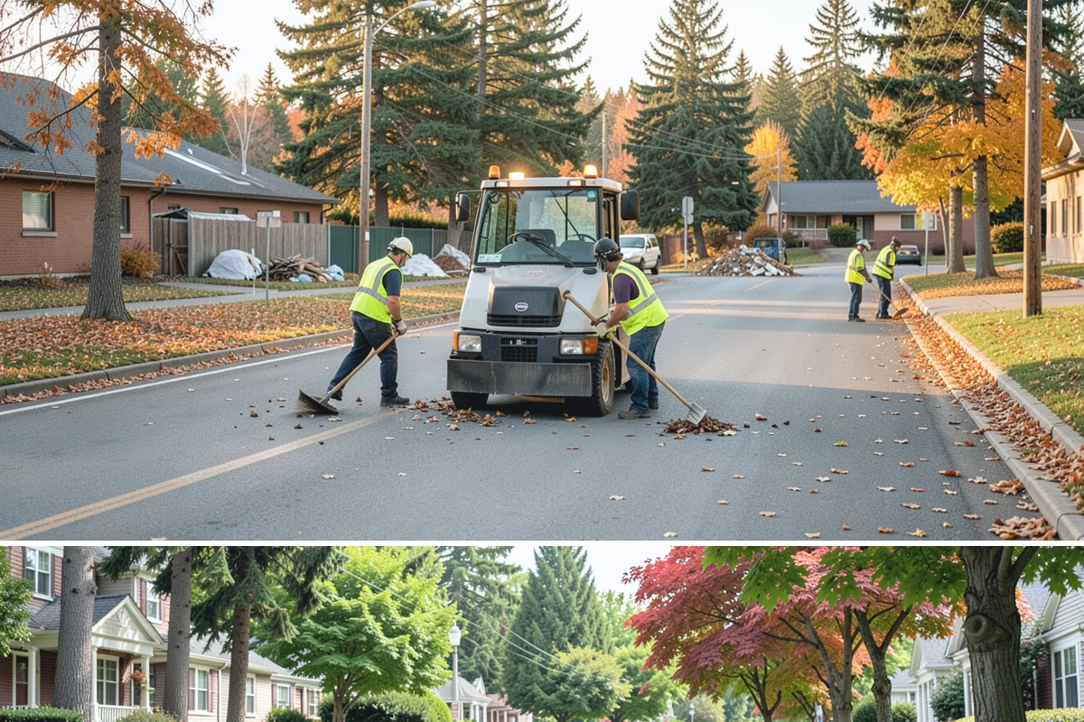 Traffic Sign Maintenance in Beaux Arts Village, King County, WA - Inspection programs often run in fall to ensure reflectivity ahead of the dark, wet winter driving season.