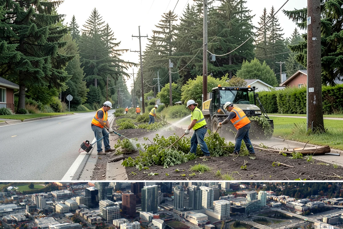 Traffic Sign Maintenance in Bellevue, King County, WA - Inspection programs often run in fall to ensure reflectivity ahead of the dark, wet winter driving season.