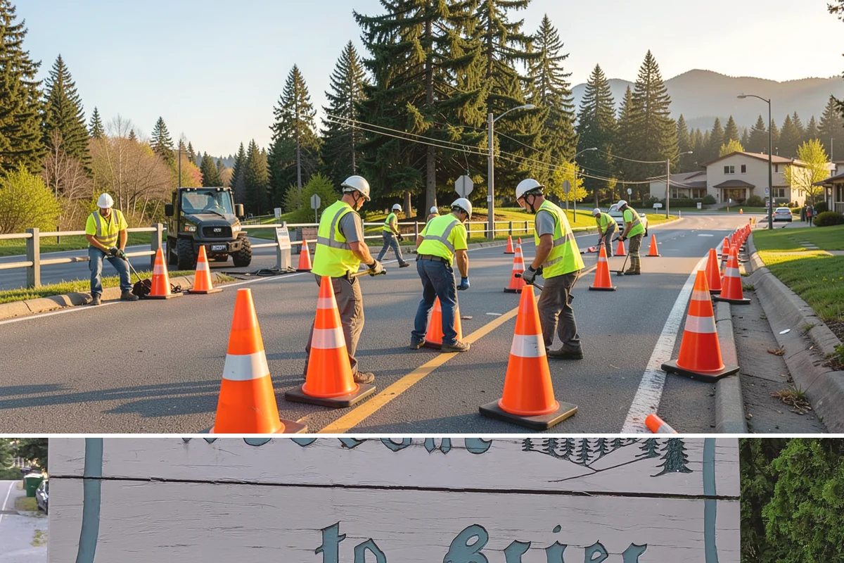 Traffic Sign Maintenance in Brier, Snohomish County, WA - Inspection programs often run in fall to ensure reflectivity ahead of the dark, wet winter driving season.