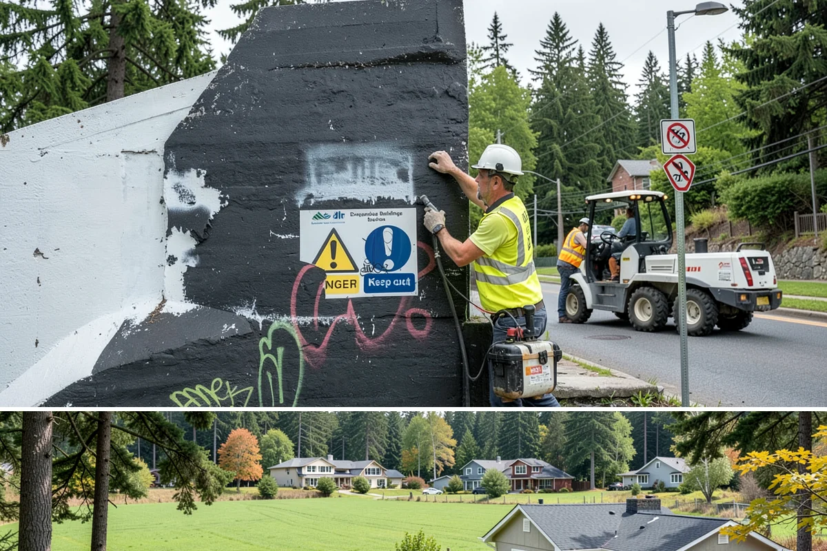 Traffic Sign Maintenance in Lyman, Skagit County, WA - Inspection programs often run in fall to ensure reflectivity ahead of the dark, wet winter driving season.