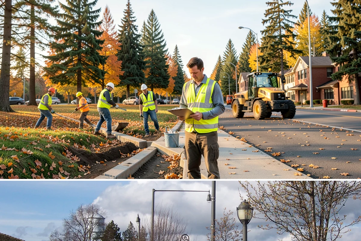 Traffic Sign Maintenance in Marysville, Snohomish County, WA - Inspection programs often run in fall to ensure reflectivity ahead of the dark, wet winter driving season.