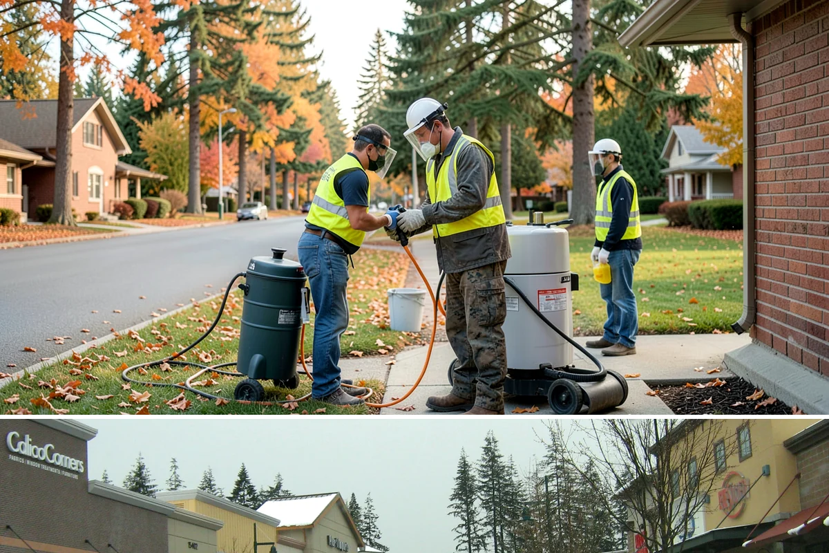 Traffic Sign Maintenance in Mill Creek, Snohomish County, WA - Inspection programs often run in fall to ensure reflectivity ahead of the dark, wet winter driving season.
