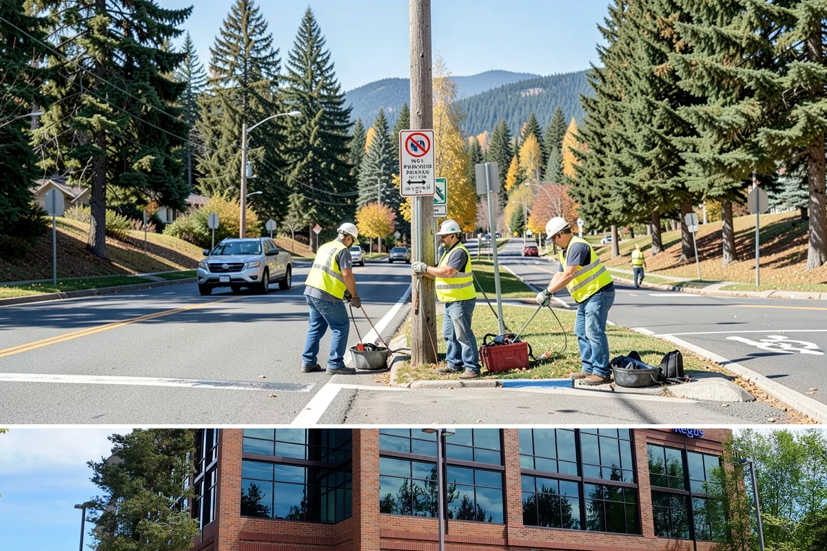Traffic Sign Maintenance in Mountlake Terrace, Snohomish County, WA - Inspection programs often run in fall to ensure reflectivity ahead of the dark, wet winter driving season.