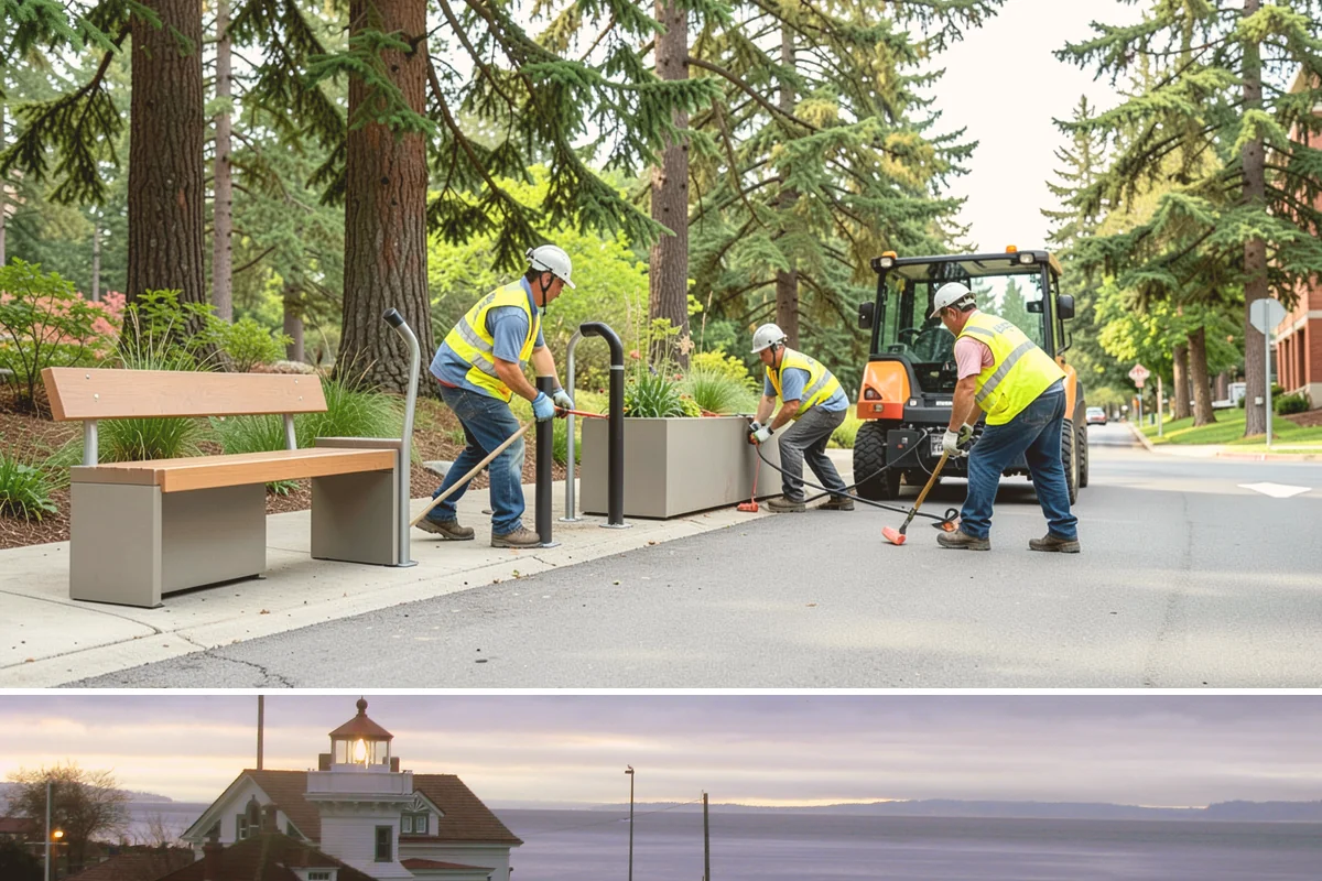 Traffic Sign Maintenance in Mukilteo, Snohomish County, WA - Inspection programs often run in fall to ensure reflectivity ahead of the dark, wet winter driving season.