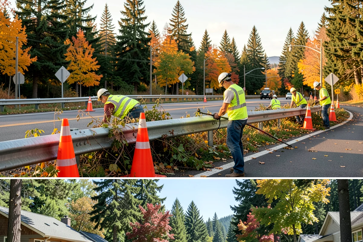 Traffic Sign Maintenance in Orting, Pierce County, WA - Inspection programs often run in fall to ensure reflectivity ahead of the dark, wet winter driving season.