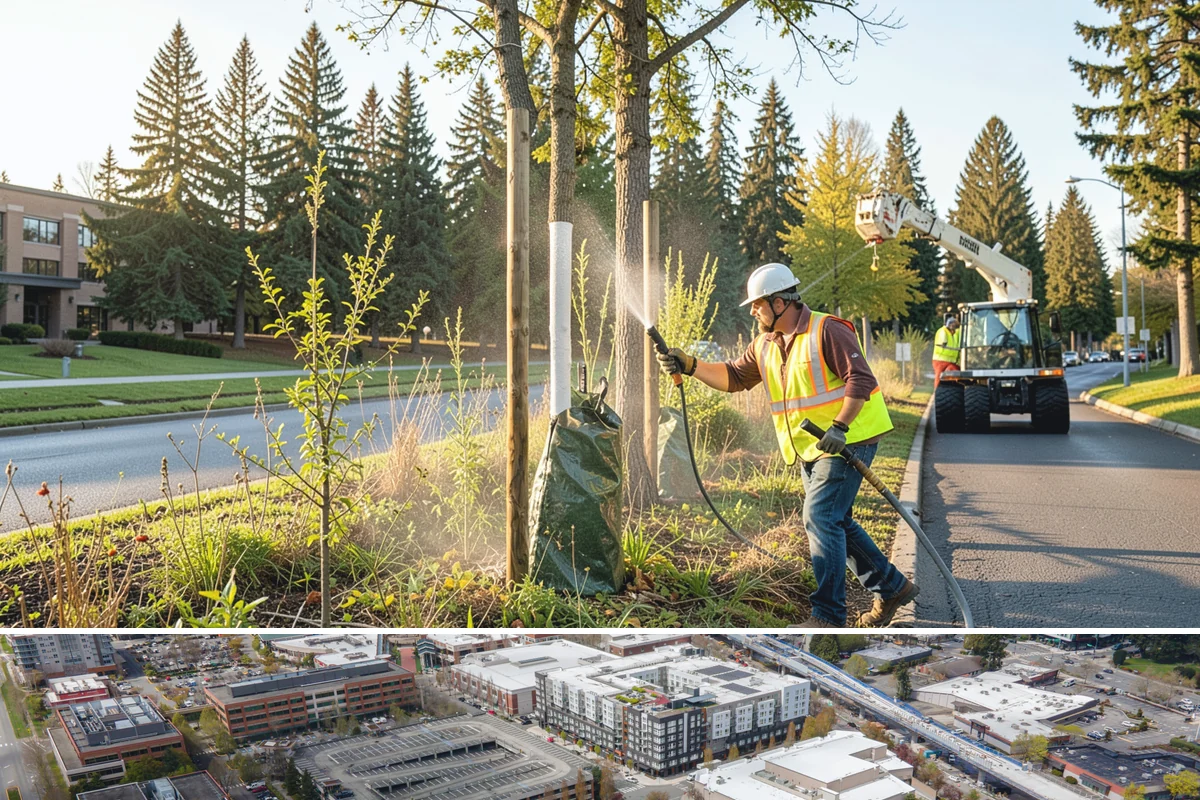 Traffic Sign Maintenance in Redmond, King County, WA - Inspection programs often run in fall to ensure reflectivity ahead of the dark, wet winter driving season.