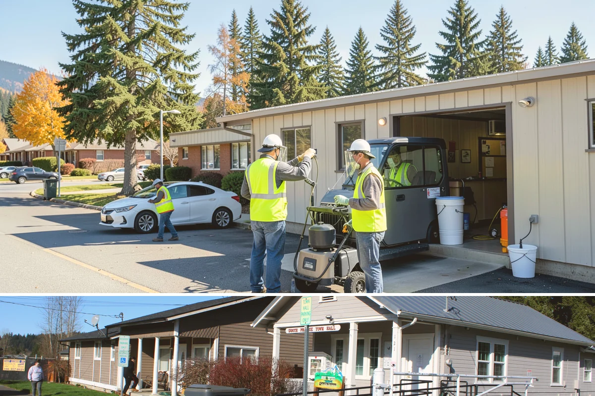 Traffic Sign Maintenance in South Prairie, Pierce County, WA - Inspection programs often run in fall to ensure reflectivity ahead of the dark, wet winter driving season.