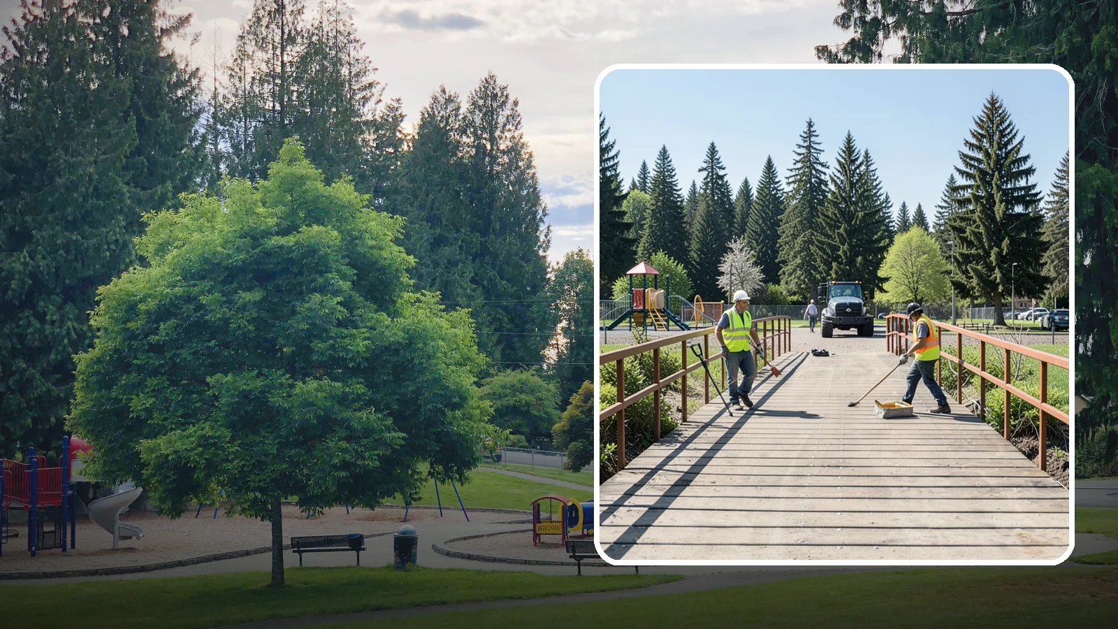 Trail Bridge Repairs in Bonney Lake, Pierce County, WA - We repair pedestrian trail bridges and footbridges to restore safe decking, railings, and structural members.