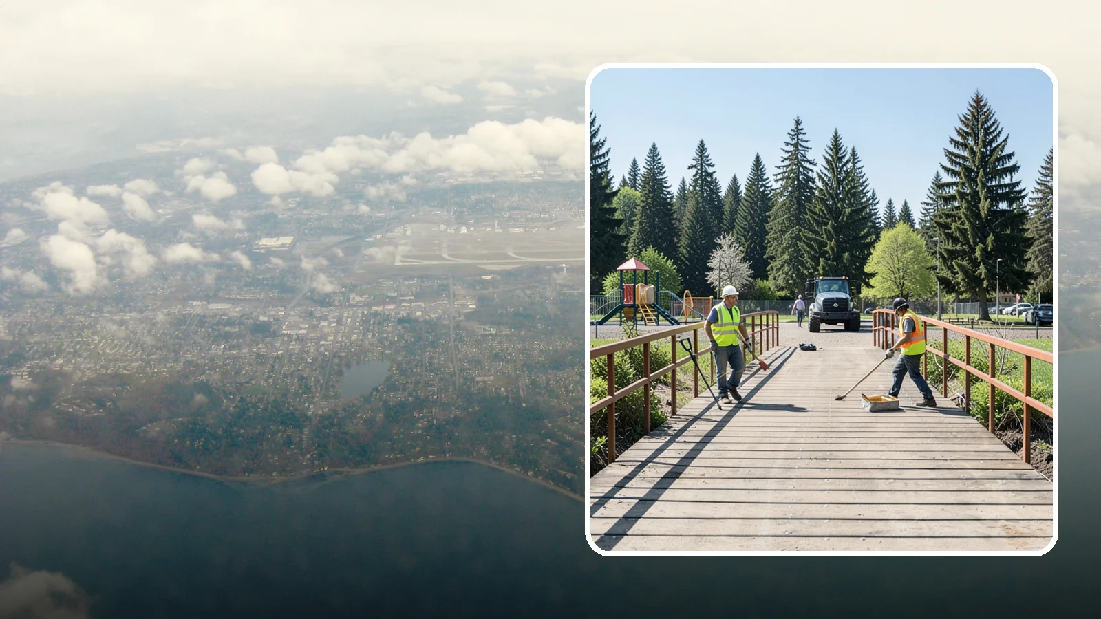 Trail Bridge Repairs in Burien, King County, WA - We repair pedestrian trail bridges and footbridges to restore safe decking, railings, and structural members.
