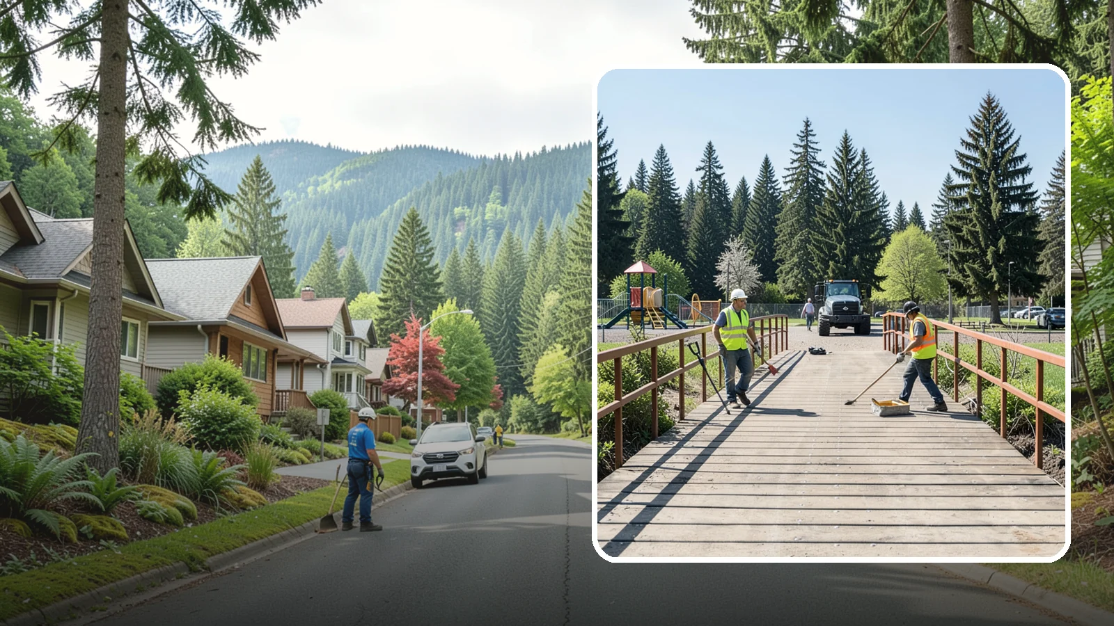 Trail Bridge Repairs in Darrington, Snohomish County, WA - We repair pedestrian trail bridges and footbridges to restore safe decking, railings, and structural members.