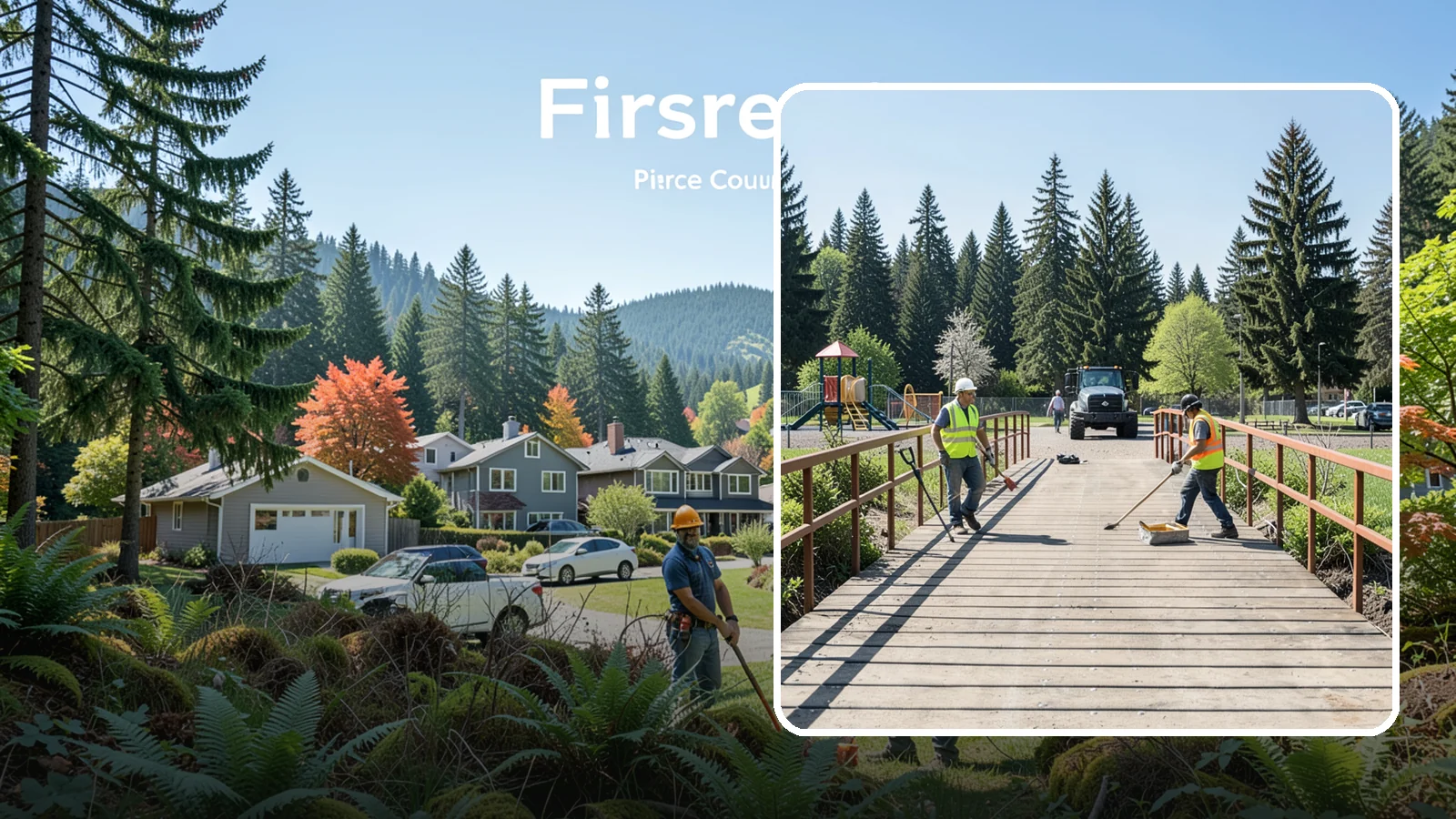 Trail Bridge Repairs in Fircrest, Pierce County, WA - We repair pedestrian trail bridges and footbridges to restore safe decking, railings, and structural members.