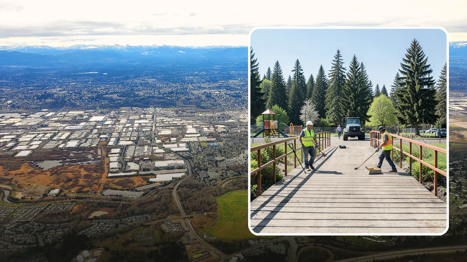 Trail Bridge Repairs in Kent, King County, WA - We repair pedestrian trail bridges and footbridges to restore safe decking, railings, and structural members.