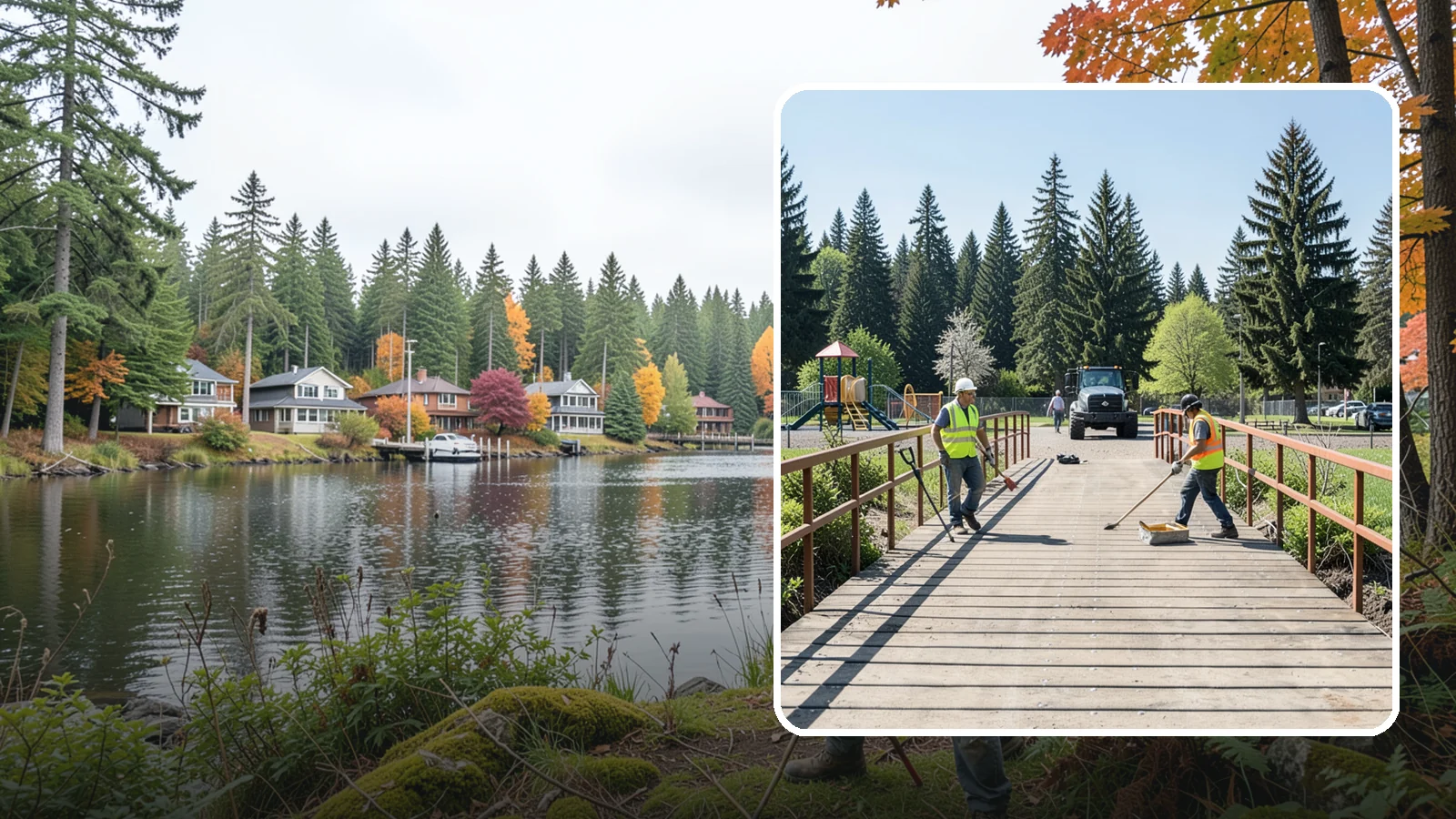 Trail Bridge Repairs in La Conner, Skagit County, WA - We repair pedestrian trail bridges and footbridges to restore safe decking, railings, and structural members.