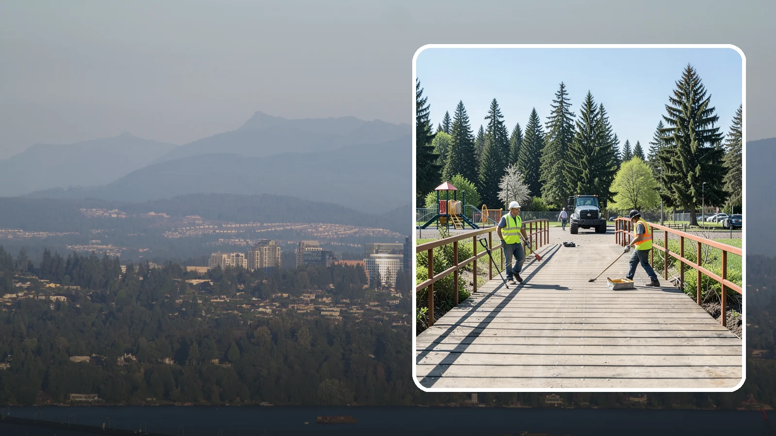 Trail Bridge Repairs in Medina, King County, WA - We repair pedestrian trail bridges and footbridges to restore safe decking, railings, and structural members.