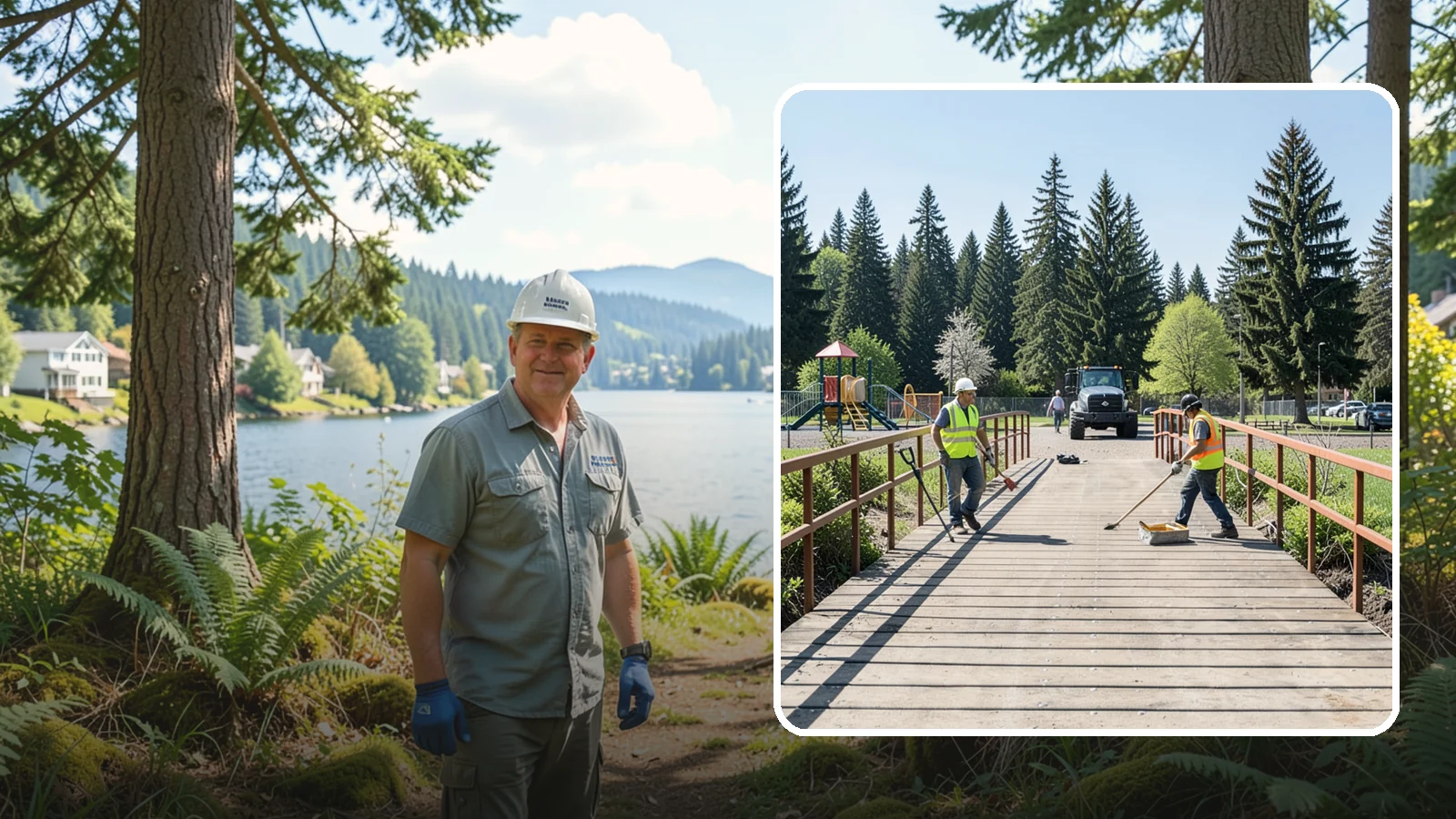 Trail Bridge Repairs in Milton, King County, WA - We repair pedestrian trail bridges and footbridges to restore safe decking, railings, and structural members.