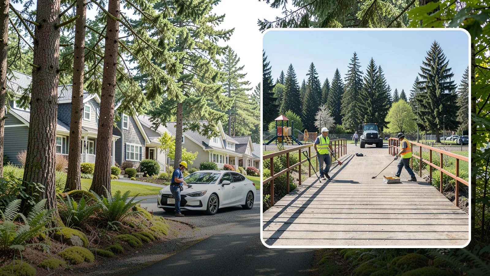 Trail Bridge Repairs in Normandy Park, King County, WA - We repair pedestrian trail bridges and footbridges to restore safe decking, railings, and structural members.