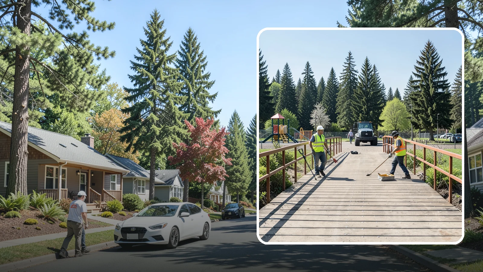 Trail Bridge Repairs in Orting, Pierce County, WA - We repair pedestrian trail bridges and footbridges to restore safe decking, railings, and structural members.