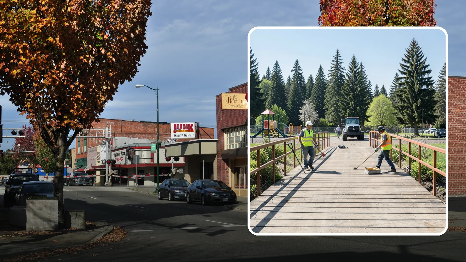 Trail Bridge Repairs in Puyallup, Pierce County, WA - We repair pedestrian trail bridges and footbridges to restore safe decking, railings, and structural members.