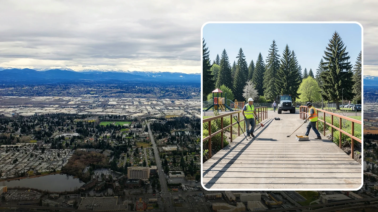 Trail Bridge Repairs in SeaTac, King County, WA - We repair pedestrian trail bridges and footbridges to restore safe decking, railings, and structural members.
