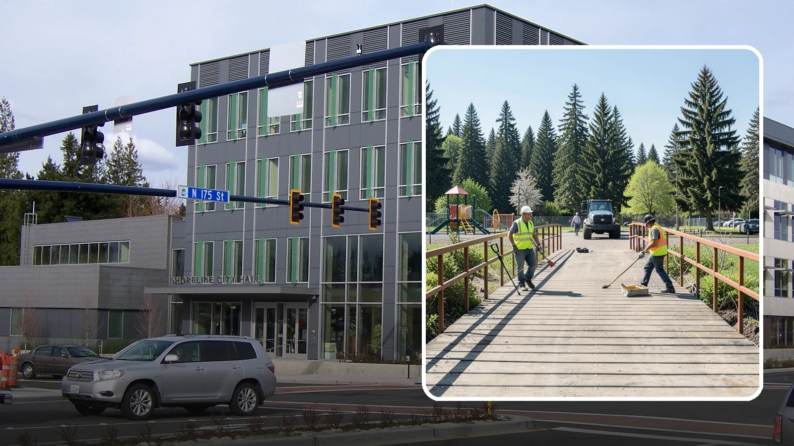 Trail Bridge Repairs in Shoreline, King County, WA - We repair pedestrian trail bridges and footbridges to restore safe decking, railings, and structural members.