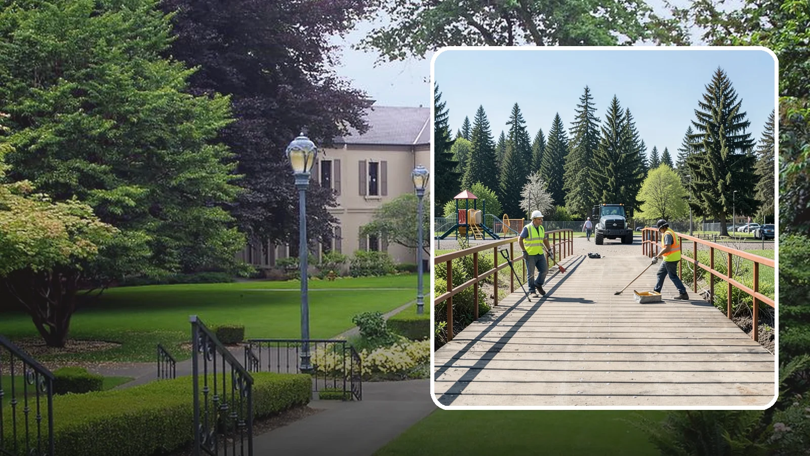 Trail Bridge Repairs in Woodinville, King County, WA - We repair pedestrian trail bridges and footbridges to restore safe decking, railings, and structural members.