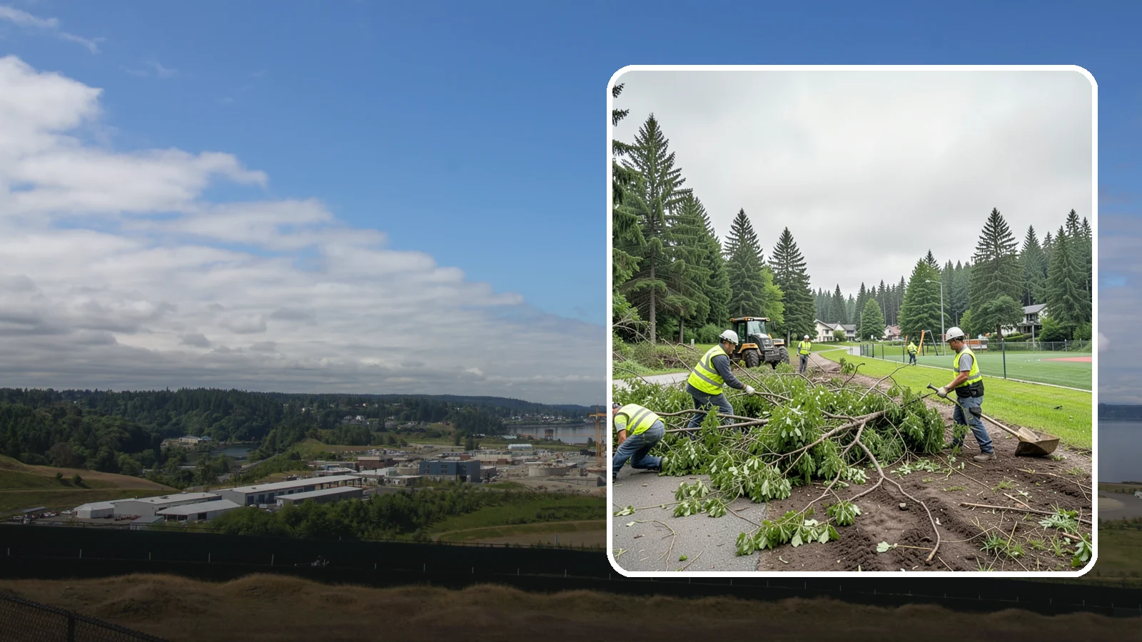 Trail Clearing in University Place, Pierce County, WA - Clearing of encroaching brush, limbs, and deadfall from public trails to restore the designed tread width and overhead clearance.
