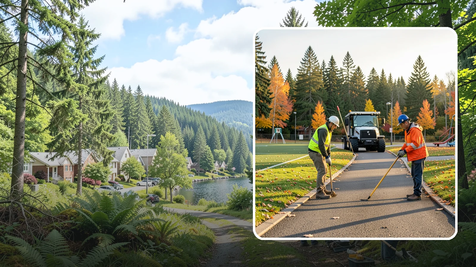 Trail Maintenance in Lake Forest Park, King County, WA - Routine maintenance of multi-use trails to keep surfaces safe, drainable, and accessible to the public.