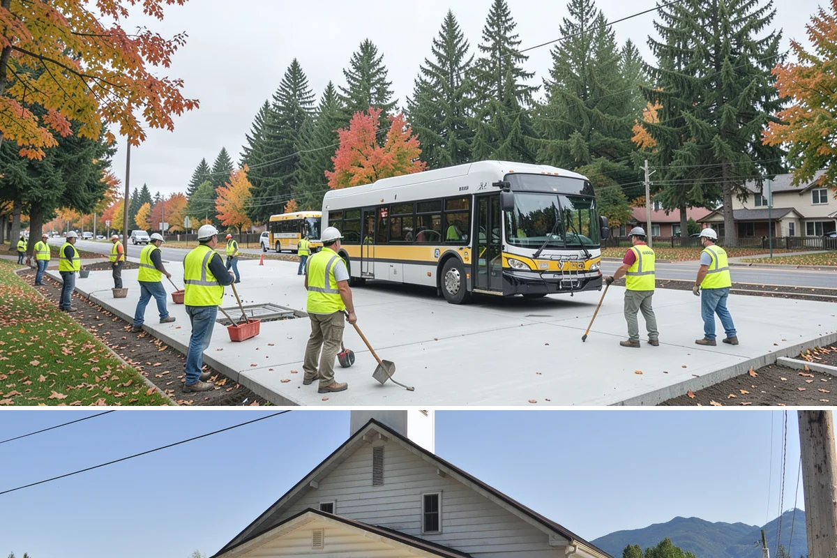 Trail Resurfacing in Concrete, Skagit County, WA - Resurfacing is scheduled in the drier months when paving and aggregate placement can cure and compact properly.