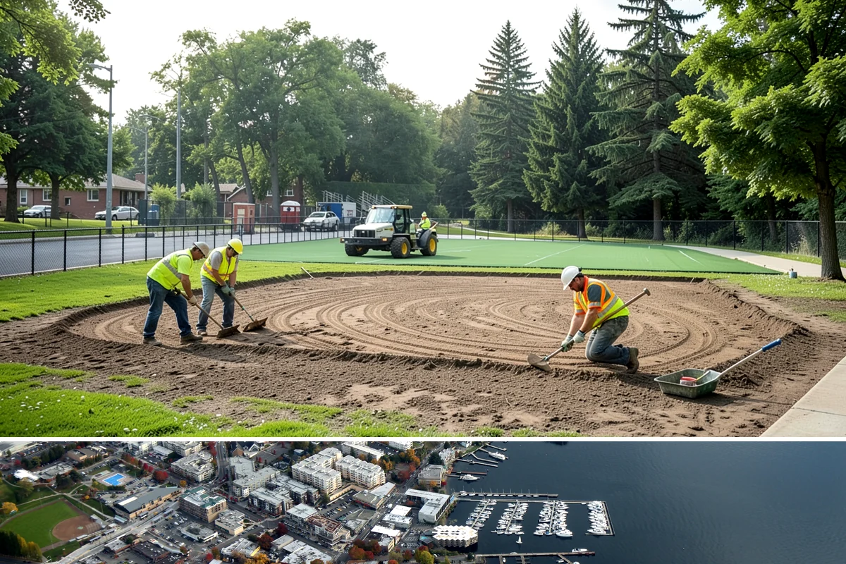Trail Signage in Kirkland, King County, WA - Trail installations favor the drier late-spring through early-fall window when path surfaces and access routes are firm and...