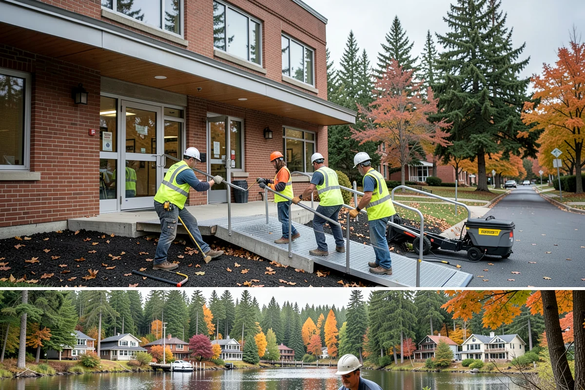 Trail Signage in La Conner, Skagit County, WA - Trail installations favor the drier late-spring through early-fall window when path surfaces and access routes are firm and...