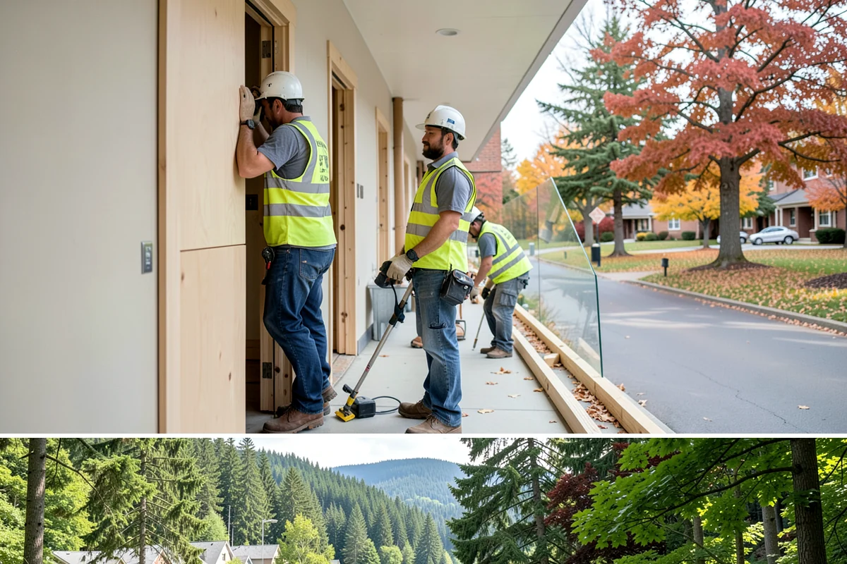 Trail Signage in Lake Forest Park, King County, WA - Trail installations favor the drier late-spring through early-fall window when path surfaces and access routes are firm and...
