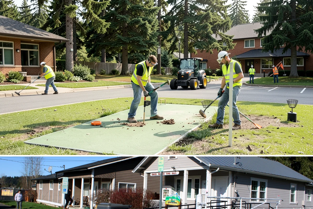 Trail Signage in South Prairie, Pierce County, WA - Trail installations favor the drier late-spring through early-fall window when path surfaces and access routes are firm and...