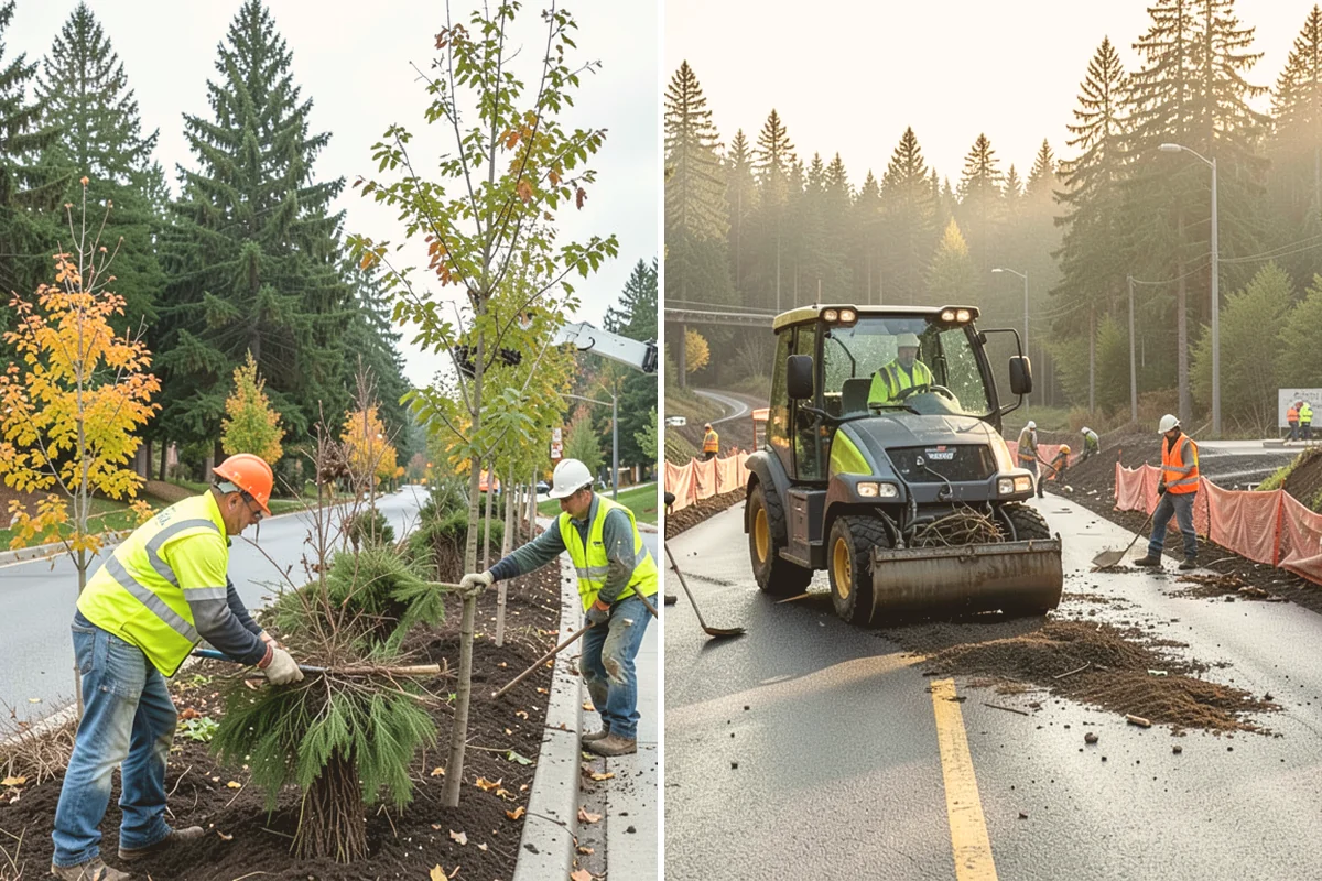 Trail Vegetation Clearing in Bellevue, King County, WA - Survey encroachment and clearance deficits along the trail