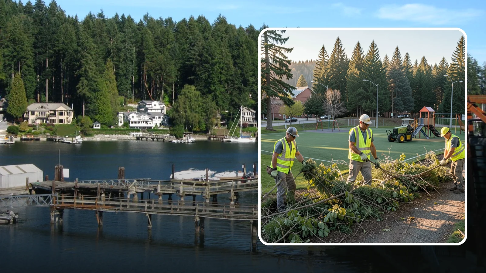 Trail Vegetation Clearing in Gig Harbor, Pierce County, WA - Clearing of encroaching brush and overgrowth to restore trail width, sightlines, and safe passage.