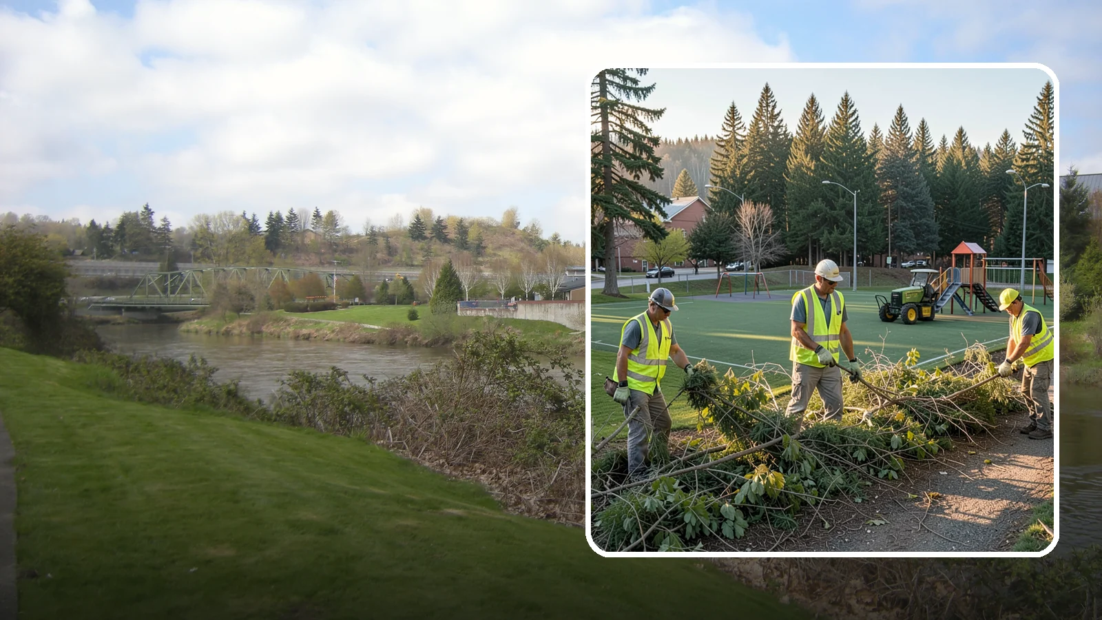 Trail Vegetation Clearing in Tukwila, King County, WA - Clearing of encroaching brush and overgrowth to restore trail width, sightlines, and safe passage.