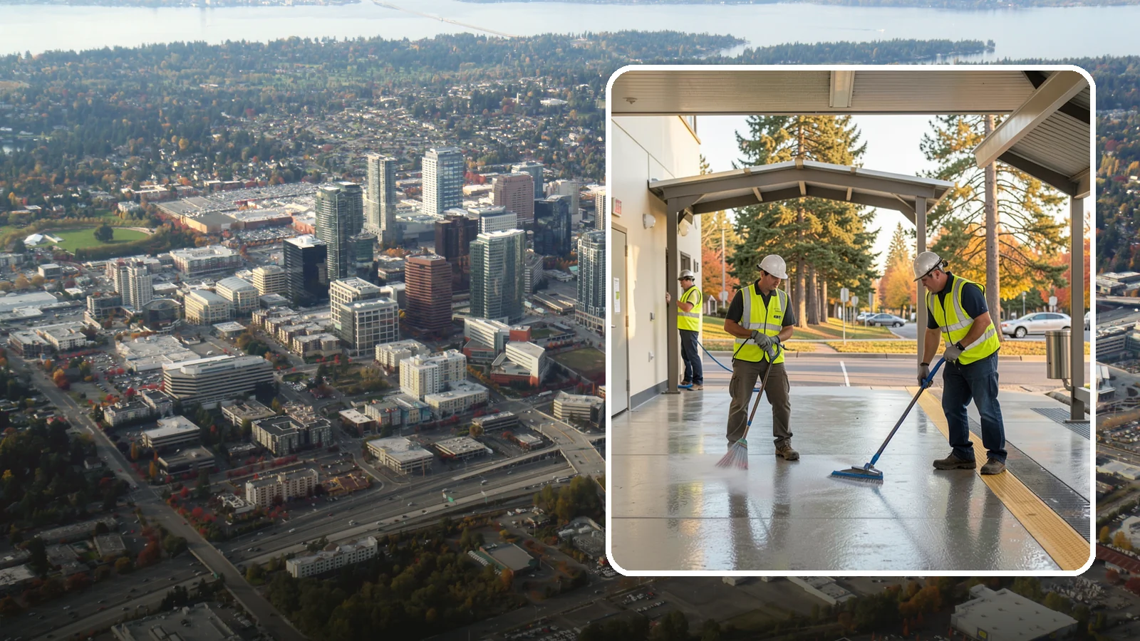 Transit Facility Cleaning in Bellevue, King County, WA - We pressure wash transit centers, shelters, and platforms to maintain clean, safe public transportation spaces in Western...