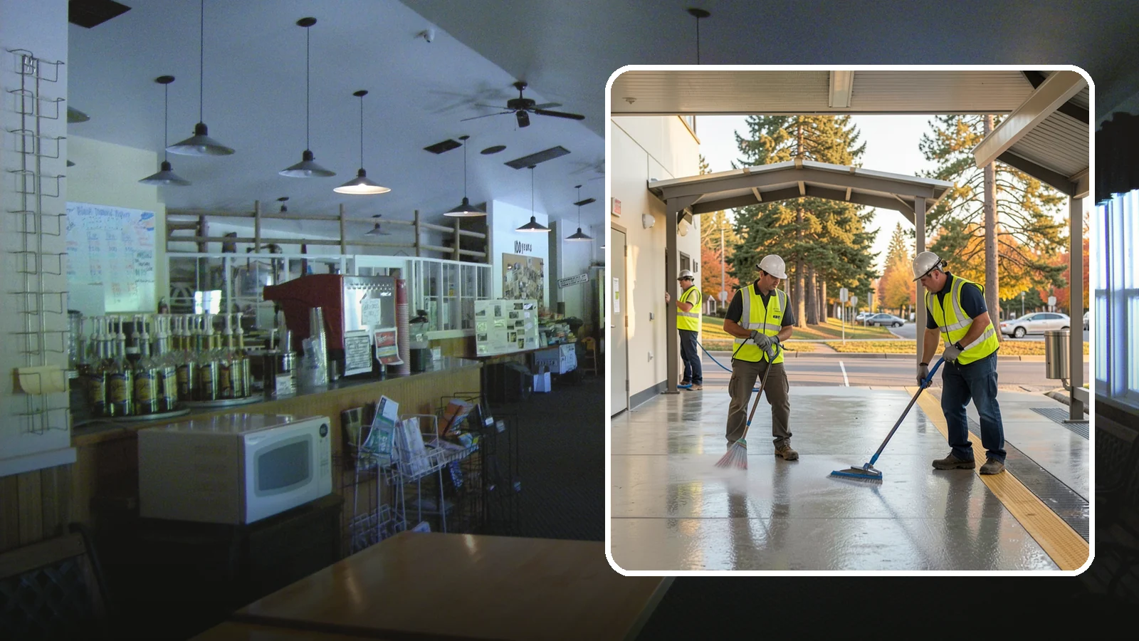 Transit Facility Cleaning in Black Diamond, King County, WA - We pressure wash transit centers, shelters, and platforms to maintain clean, safe public transportation spaces in Western...