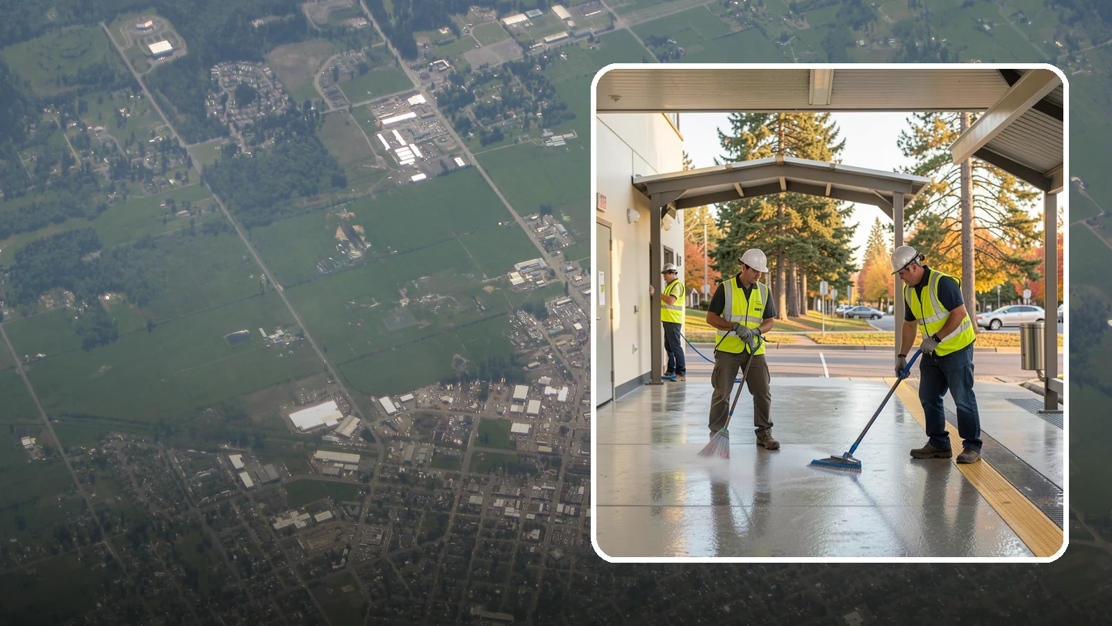 Transit Facility Cleaning in Enumclaw, King County, WA - We pressure wash transit centers, shelters, and platforms to maintain clean, safe public transportation spaces in Western...