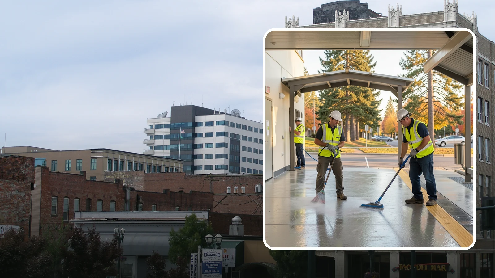 Transit Facility Cleaning in Everett, Snohomish County, WA - We pressure wash transit centers, shelters, and platforms to maintain clean, safe public transportation spaces in Western...