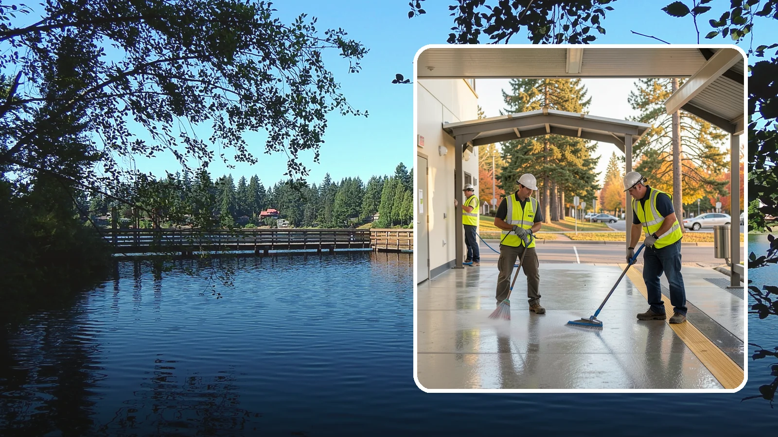 Transit Facility Cleaning in Federal Way, King County, WA - We pressure wash transit centers, shelters, and platforms to maintain clean, safe public transportation spaces in Western...