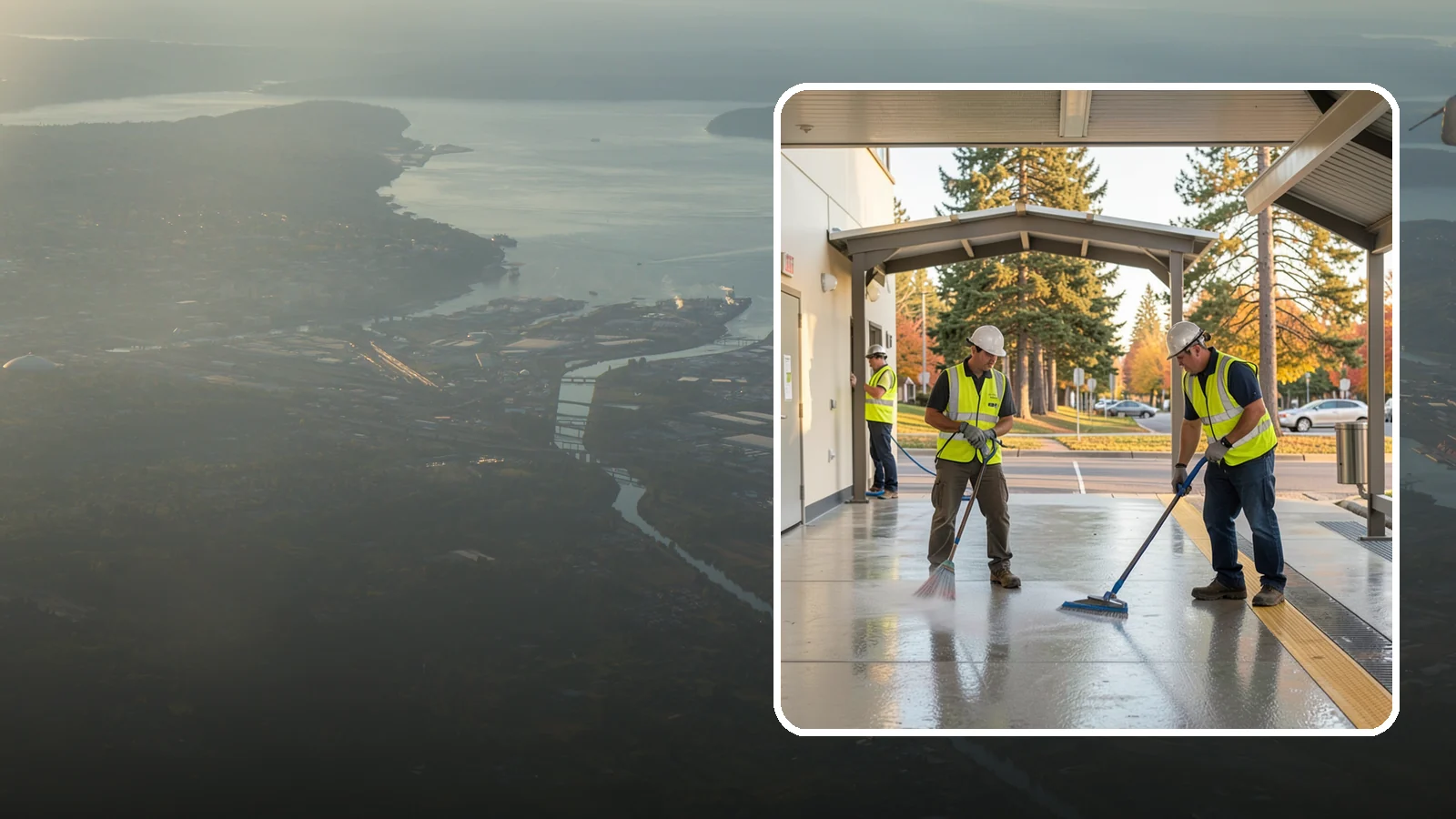 Transit Facility Cleaning in Fife, Pierce County, WA - We pressure wash transit centers, shelters, and platforms to maintain clean, safe public transportation spaces in Western...