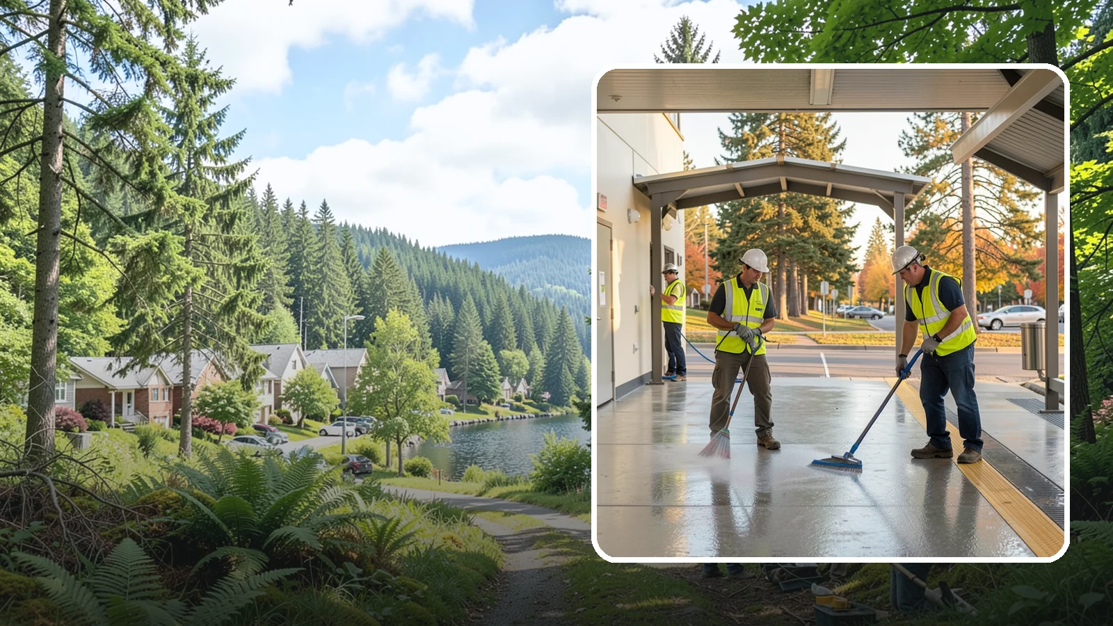 Transit Facility Cleaning in Lake Forest Park, King County, WA - We pressure wash transit centers, shelters, and platforms to maintain clean, safe public transportation spaces in Western...