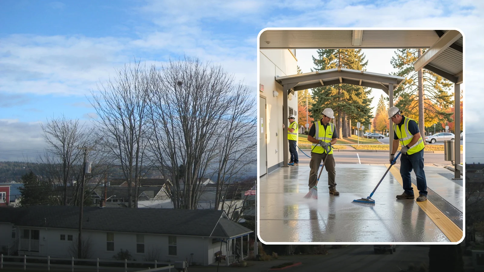 Transit Facility Cleaning in Langley, Island County, WA - We pressure wash transit centers, shelters, and platforms to maintain clean, safe public transportation spaces in Western...