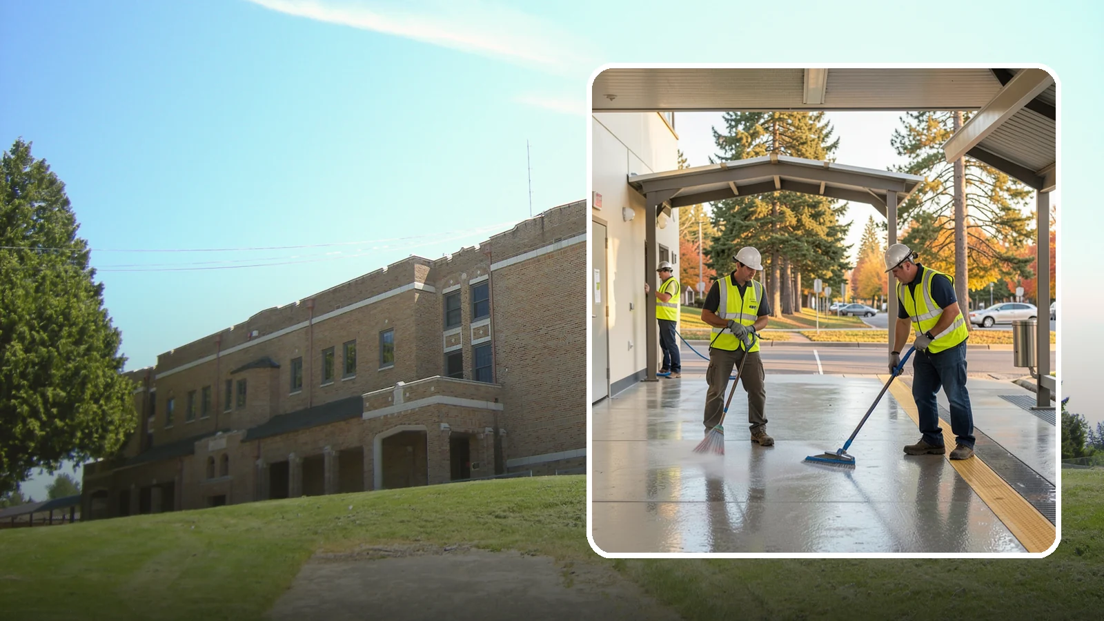 Transit Facility Cleaning in Maple Valley, King County, WA - We pressure wash transit centers, shelters, and platforms to maintain clean, safe public transportation spaces in Western...