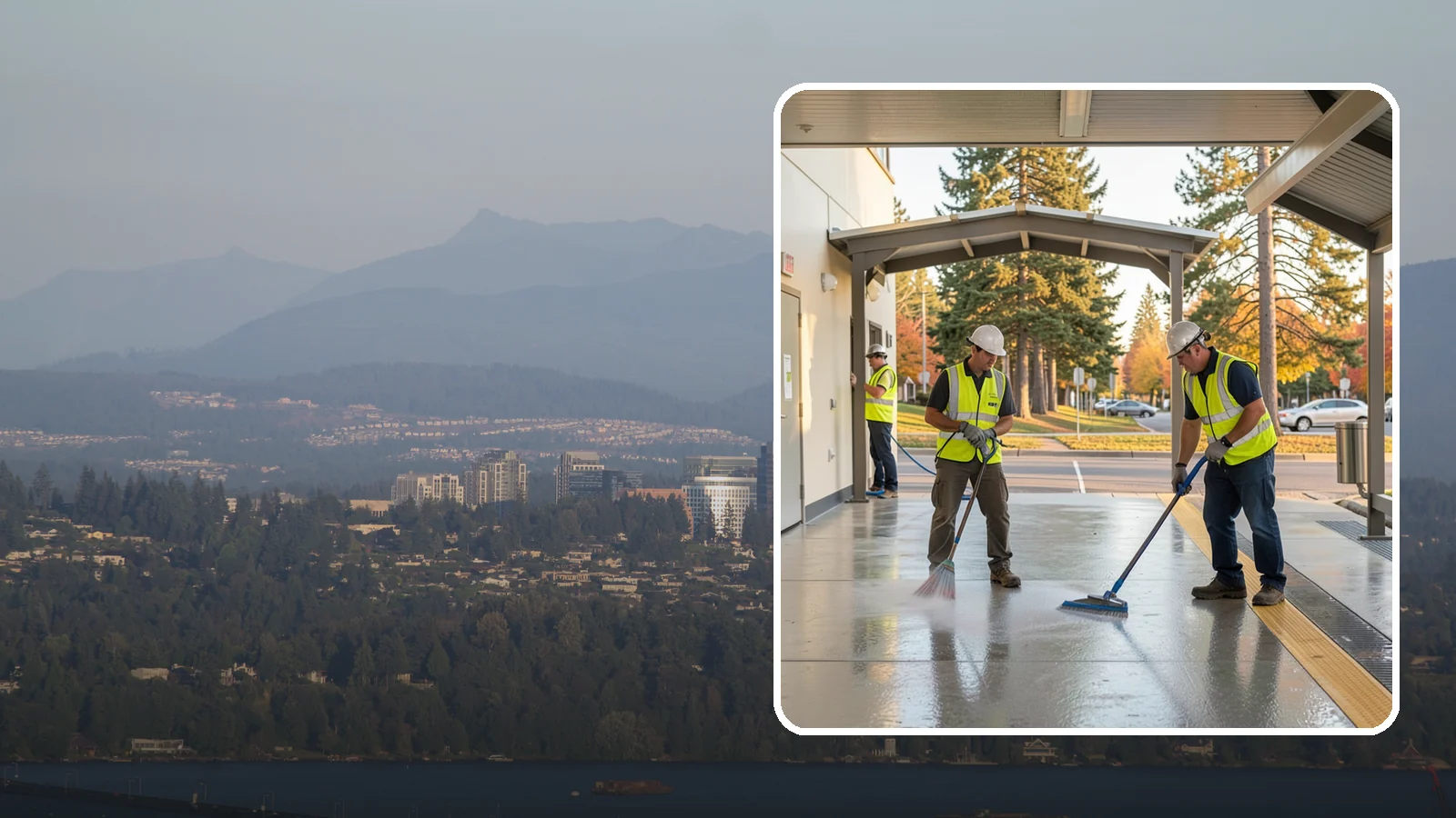 Transit Facility Cleaning in Medina, King County, WA - We pressure wash transit centers, shelters, and platforms to maintain clean, safe public transportation spaces in Western...
