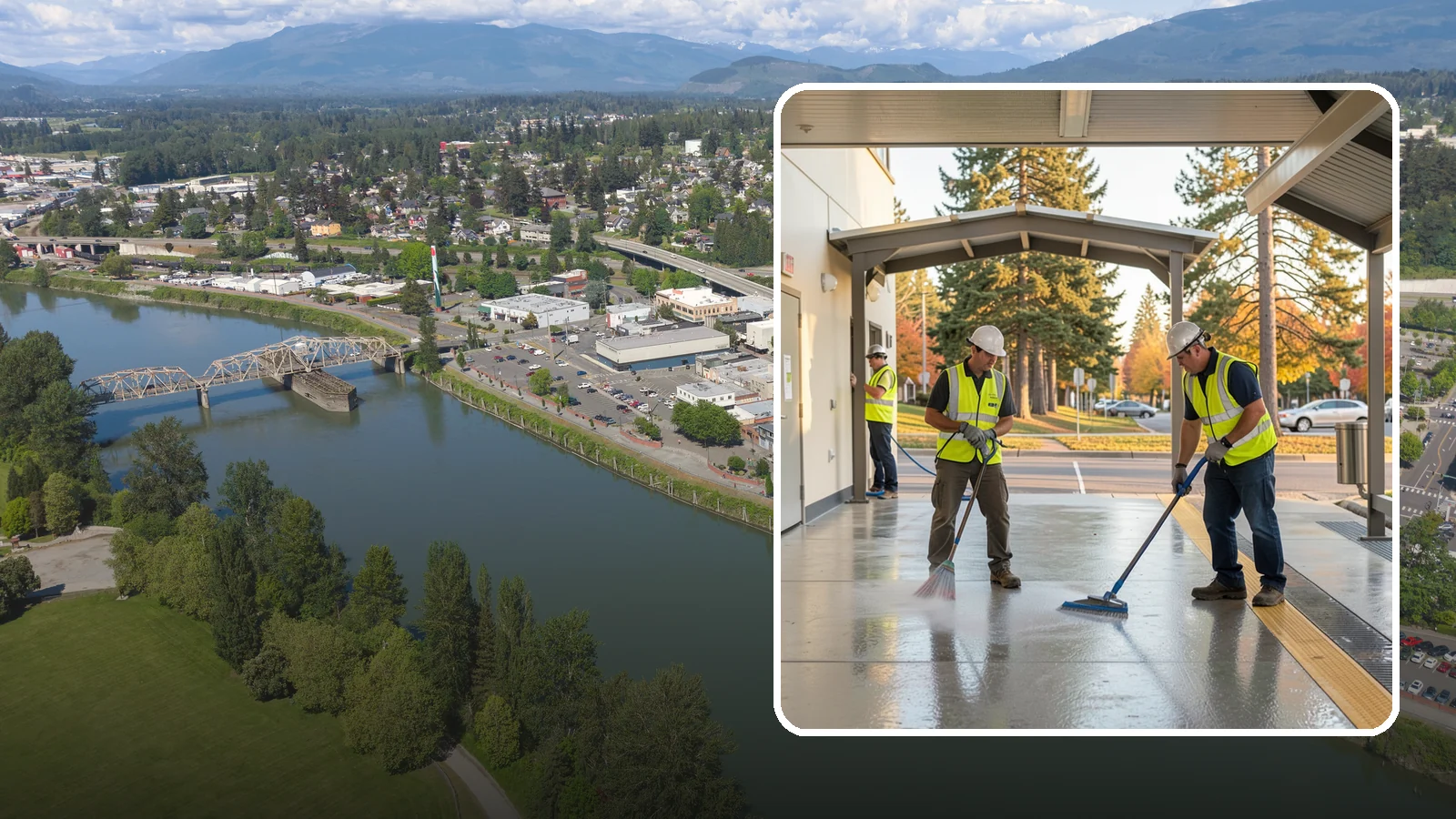 Transit Facility Cleaning in Mount Vernon, Skagit County, WA - We pressure wash transit centers, shelters, and platforms to maintain clean, safe public transportation spaces in Western...