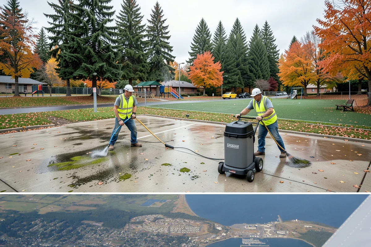 Transit Facility Cleaning in Oak Harbor, Island County, WA - Cleaning runs year-round given constant transit use, with frequency scaled up in high-ridership seasons and around major events.
