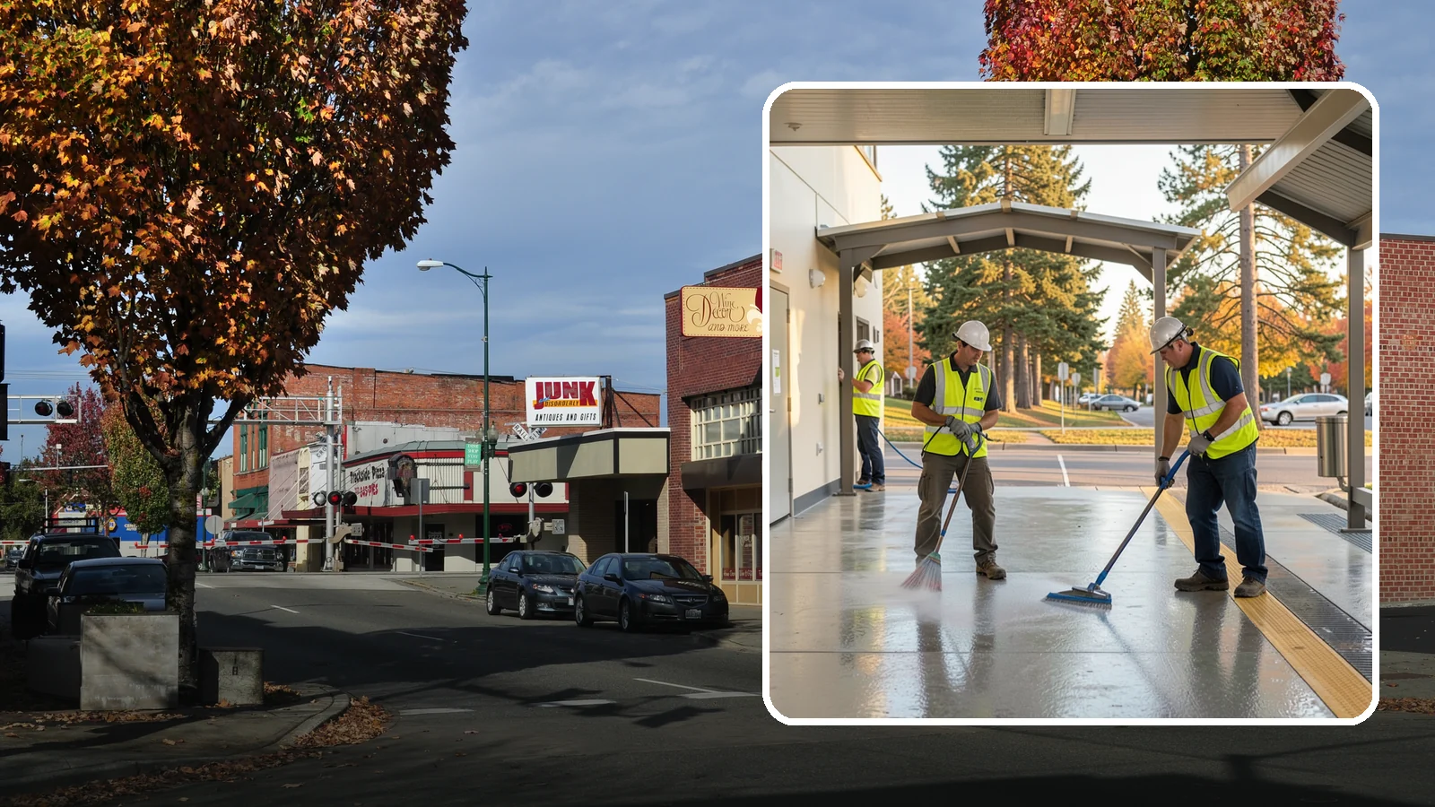 Transit Facility Cleaning in Puyallup, Pierce County, WA - We pressure wash transit centers, shelters, and platforms to maintain clean, safe public transportation spaces in Western...