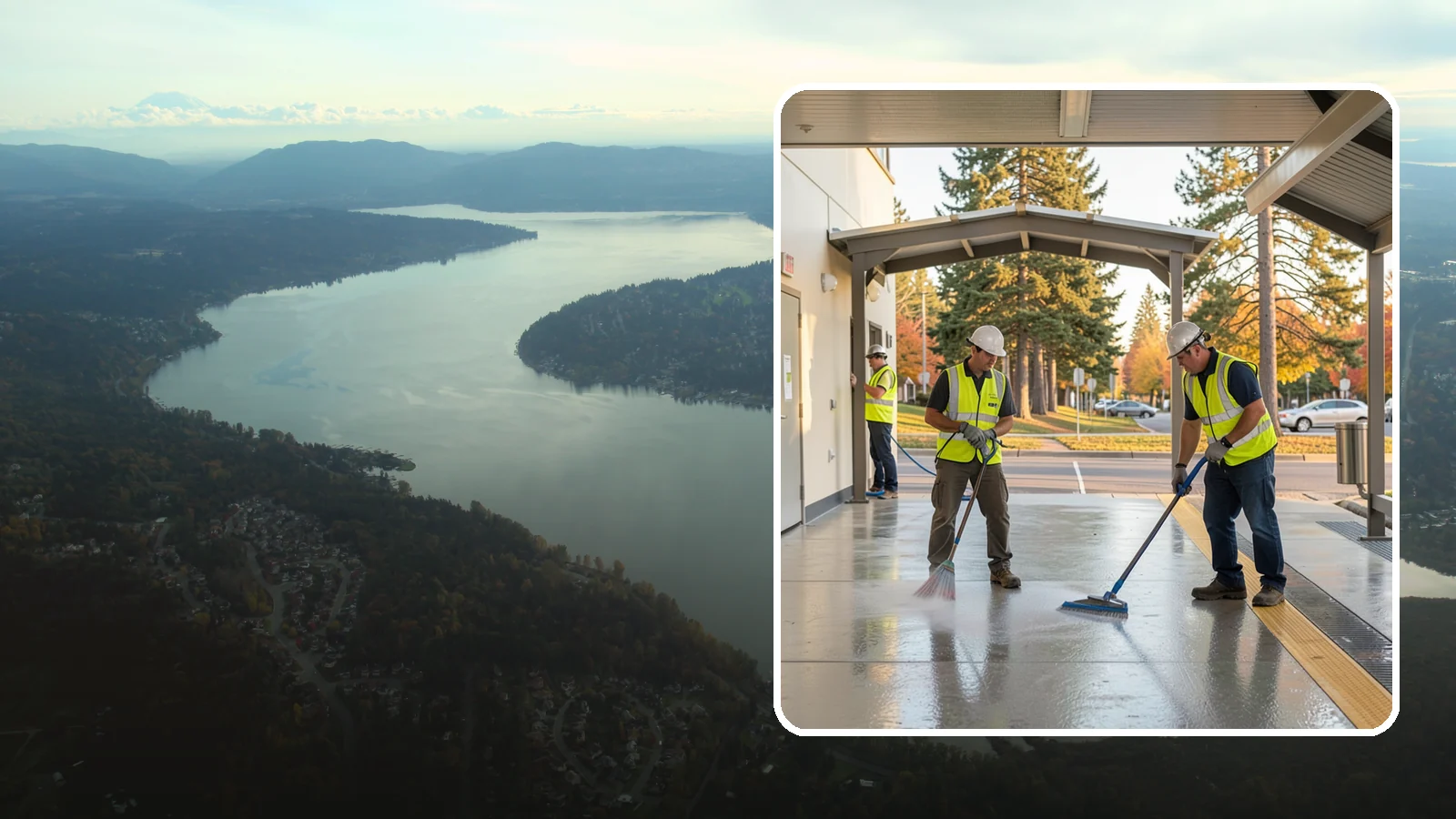 Transit Facility Cleaning in Sammamish, King County, WA - We pressure wash transit centers, shelters, and platforms to maintain clean, safe public transportation spaces in Western...